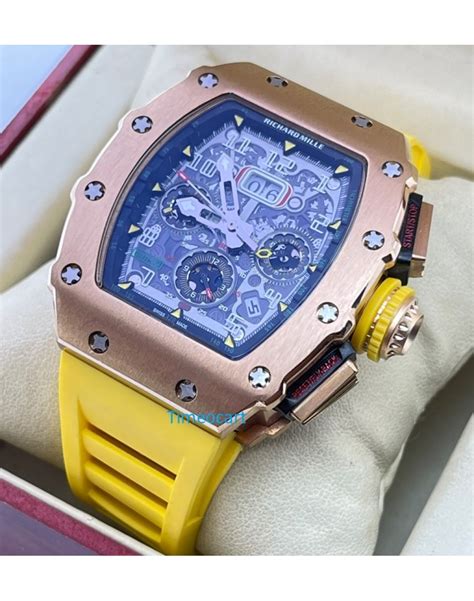 richard mille yellow strap rose gold|richard mille watches.